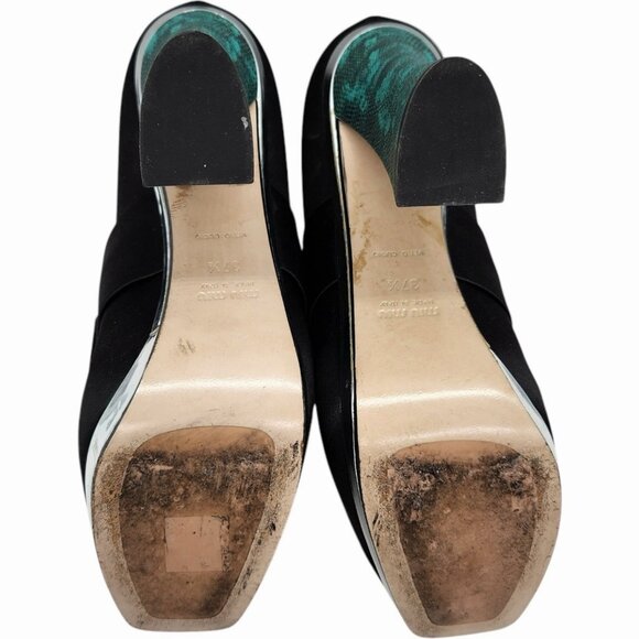 Archival MIU MIU Runway 2012 Club Shoes Bow Front Platform Booties 37.5 7.5 VTG - Picture 9 of 13